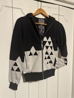 L.A.M.B. Rare Black & Light Gray Graphic Zip Hoodie vintage Gwen Stephani